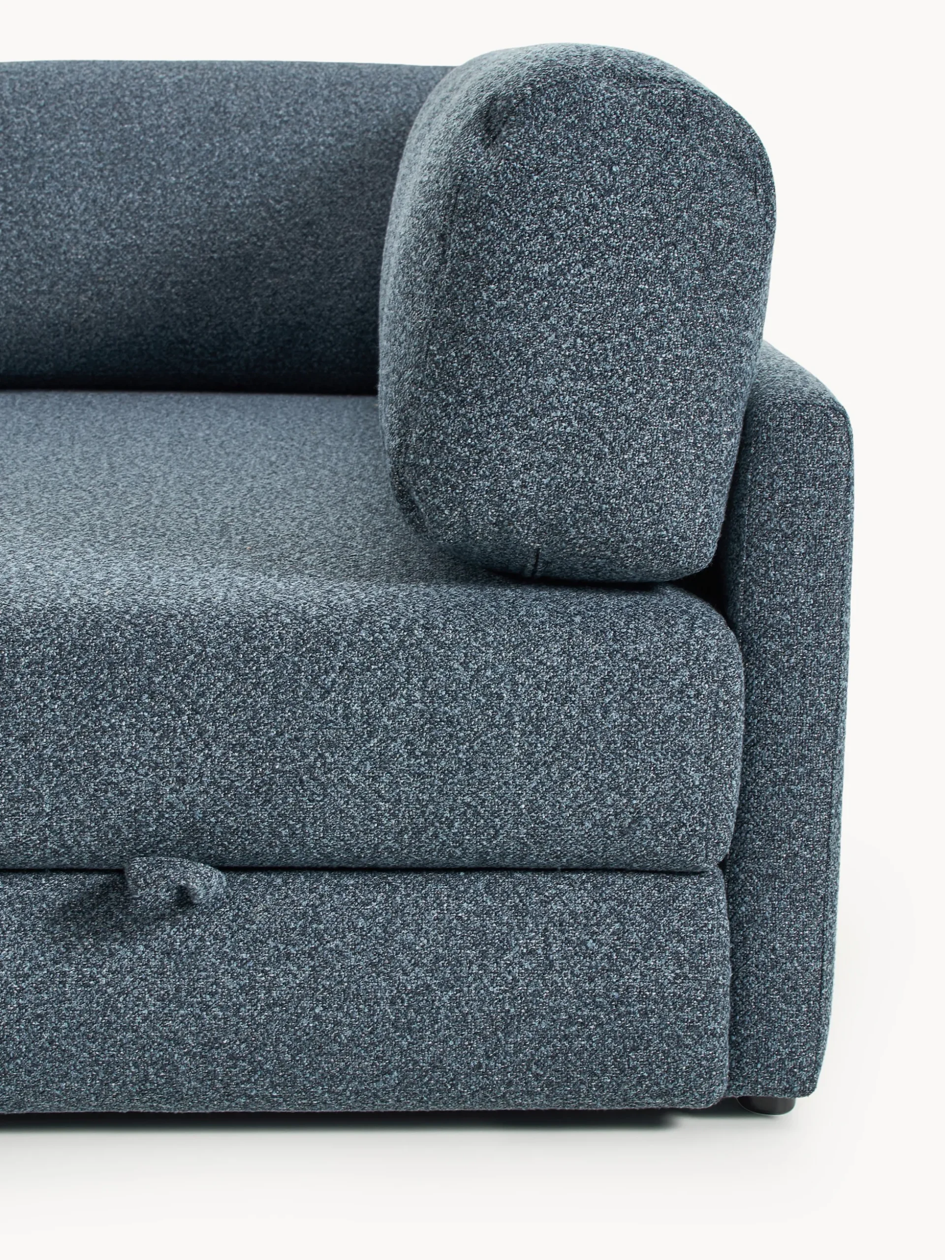 Divano letto angolare in bouclé con contenitore Ladina