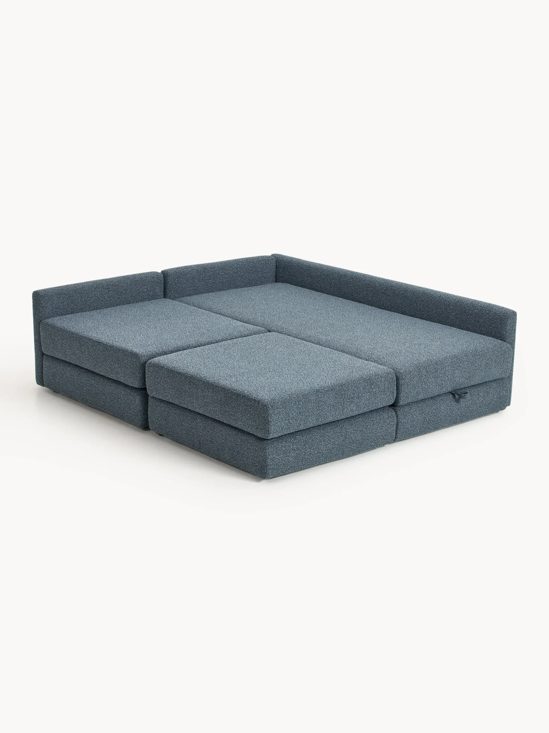 Divano letto angolare in bouclé con contenitore Ladina