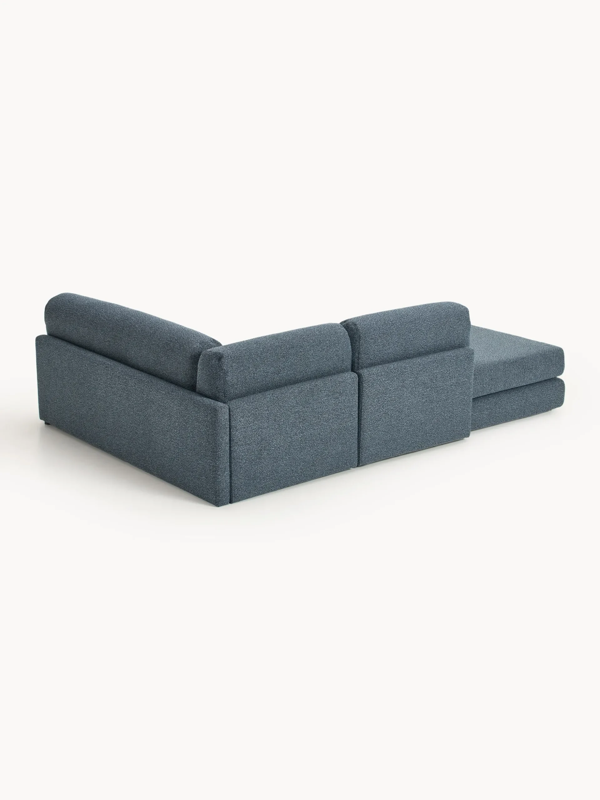 Divano letto angolare in bouclé con contenitore Ladina