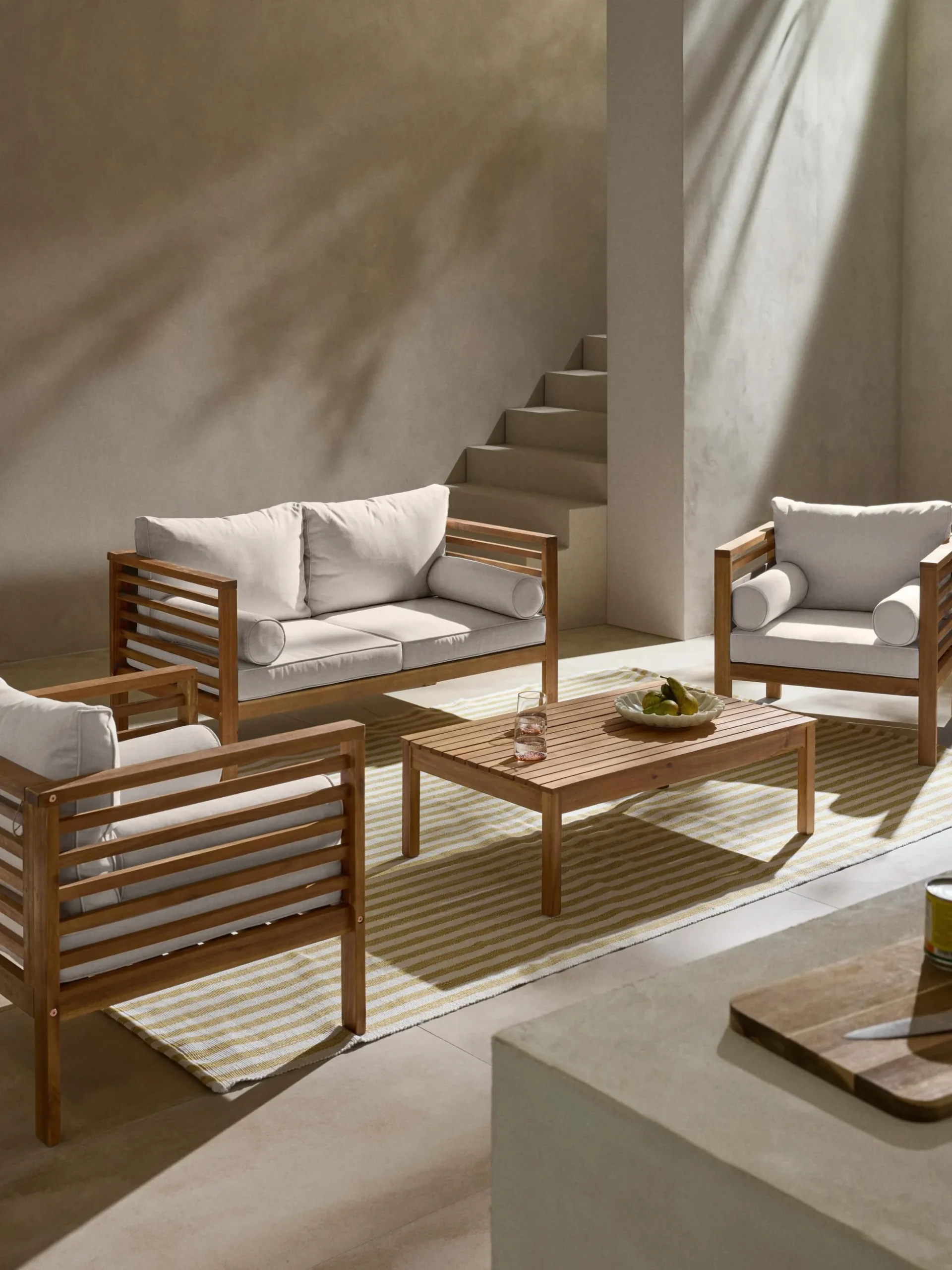 Divano lounge da giardino 2 posti in legno di acacia Bo