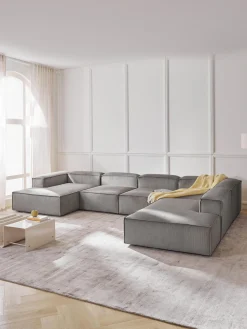 Divano XL componibile in velluto a coste Lennon