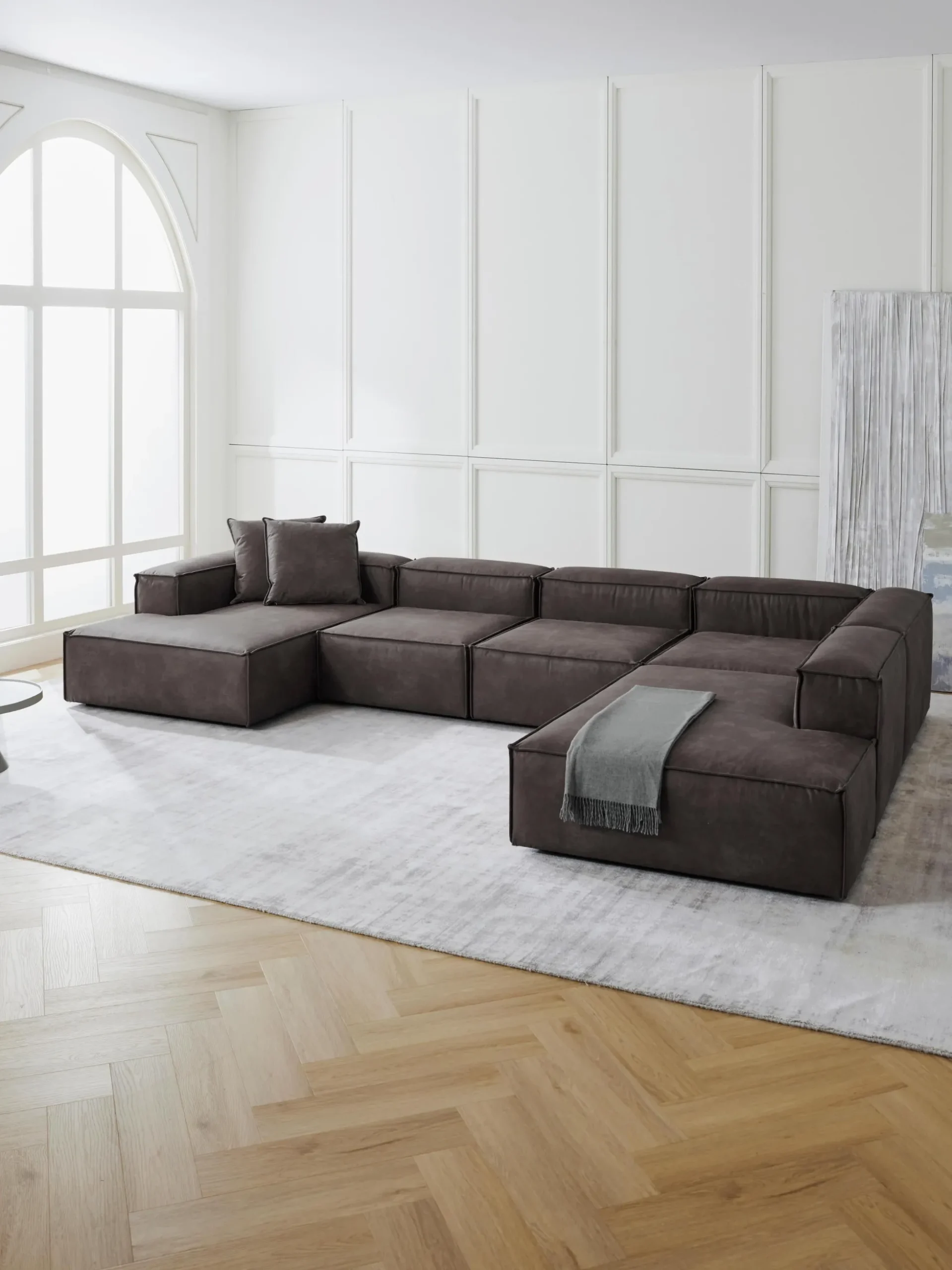 Divano XL componibile in pelle Lennon