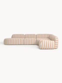 Divano angolare componibile XL a righe con chaise longue Wolke