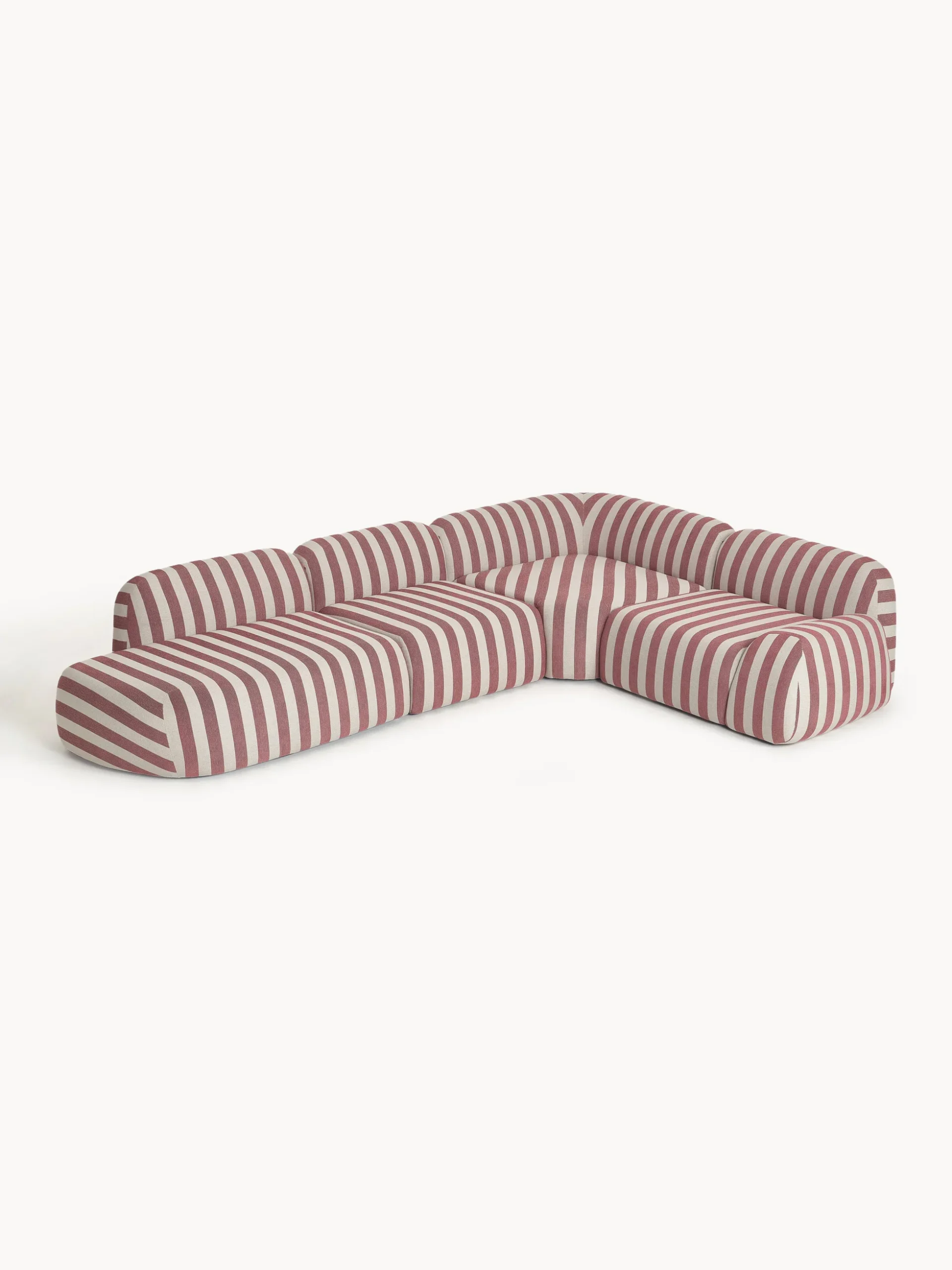 Divano angolare componibile XL a righe con chaise longue Wolke