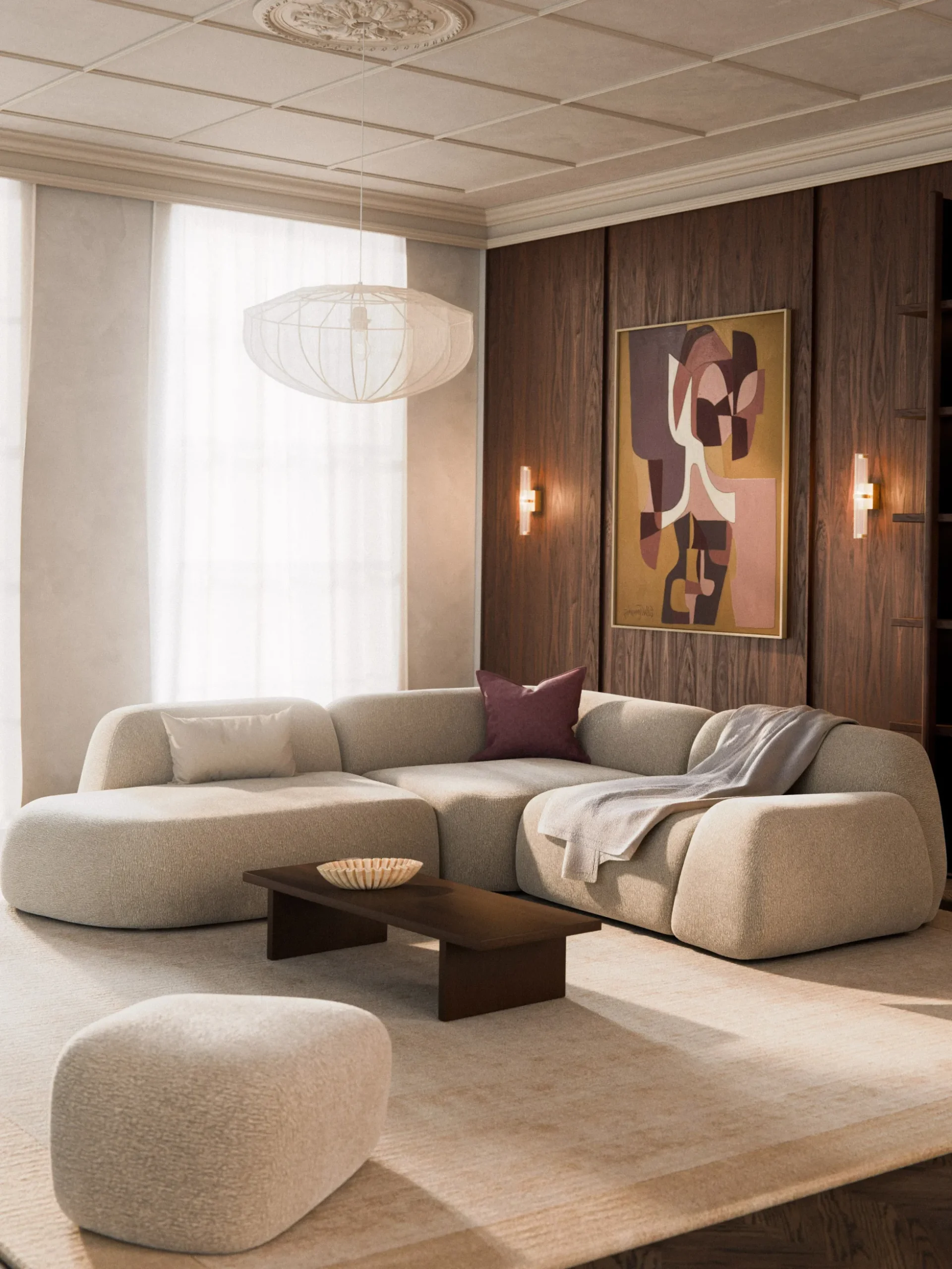 Divano angolare componibile 4 posti con chaise longue Wolke