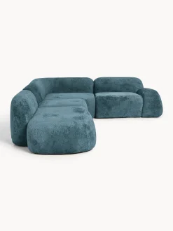 Divano angolare componibile 4 posti con chaise longue in teddy bouclé Wolke