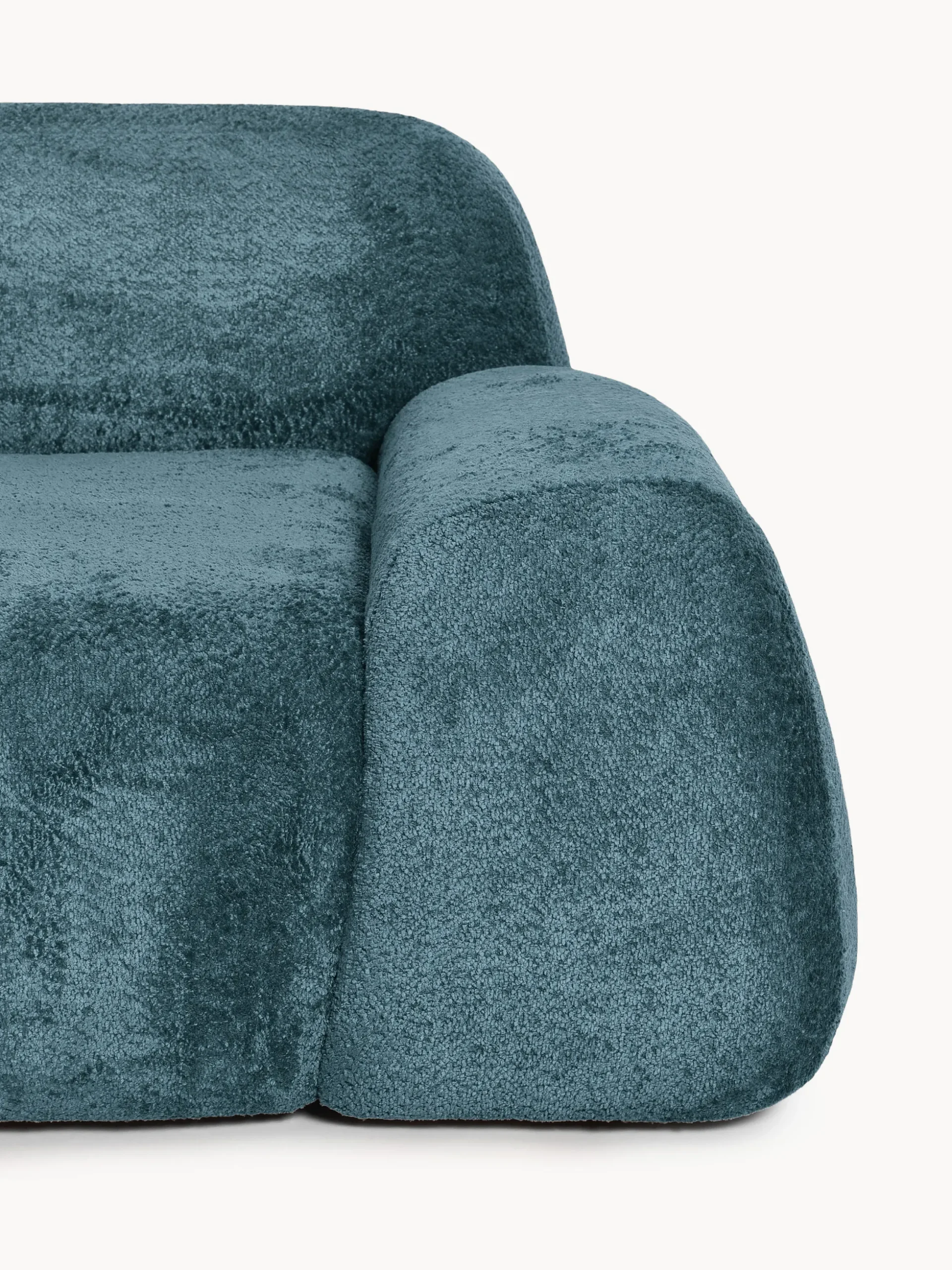 Divano angolare componibile 4 posti con chaise longue in teddy bouclé Wolke