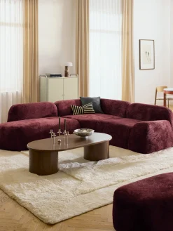 Divano angolare componibile 4 posti con chaise longue in teddy bouclé Wolke