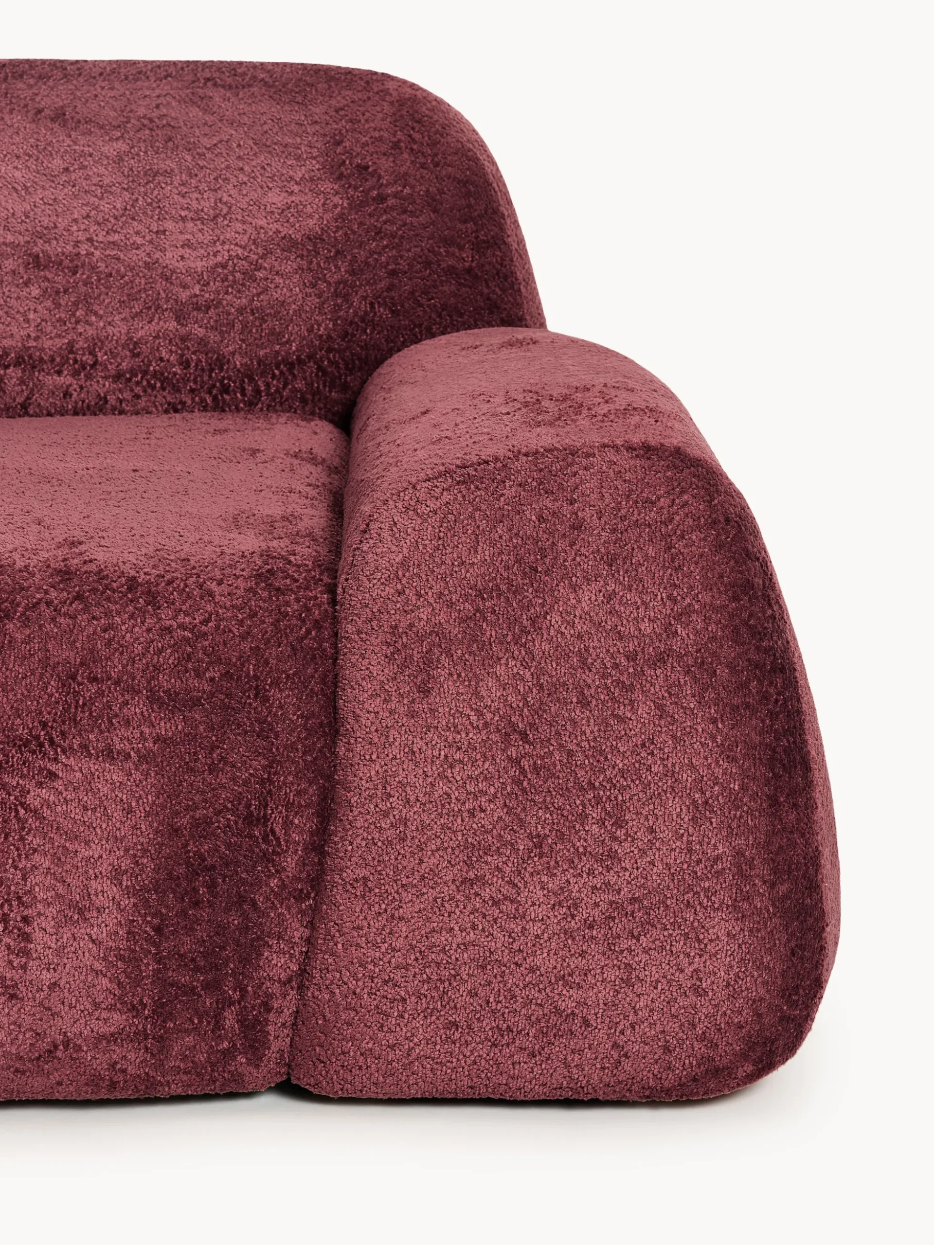 Divano angolare componibile 4 posti con chaise longue in teddy bouclé Wolke