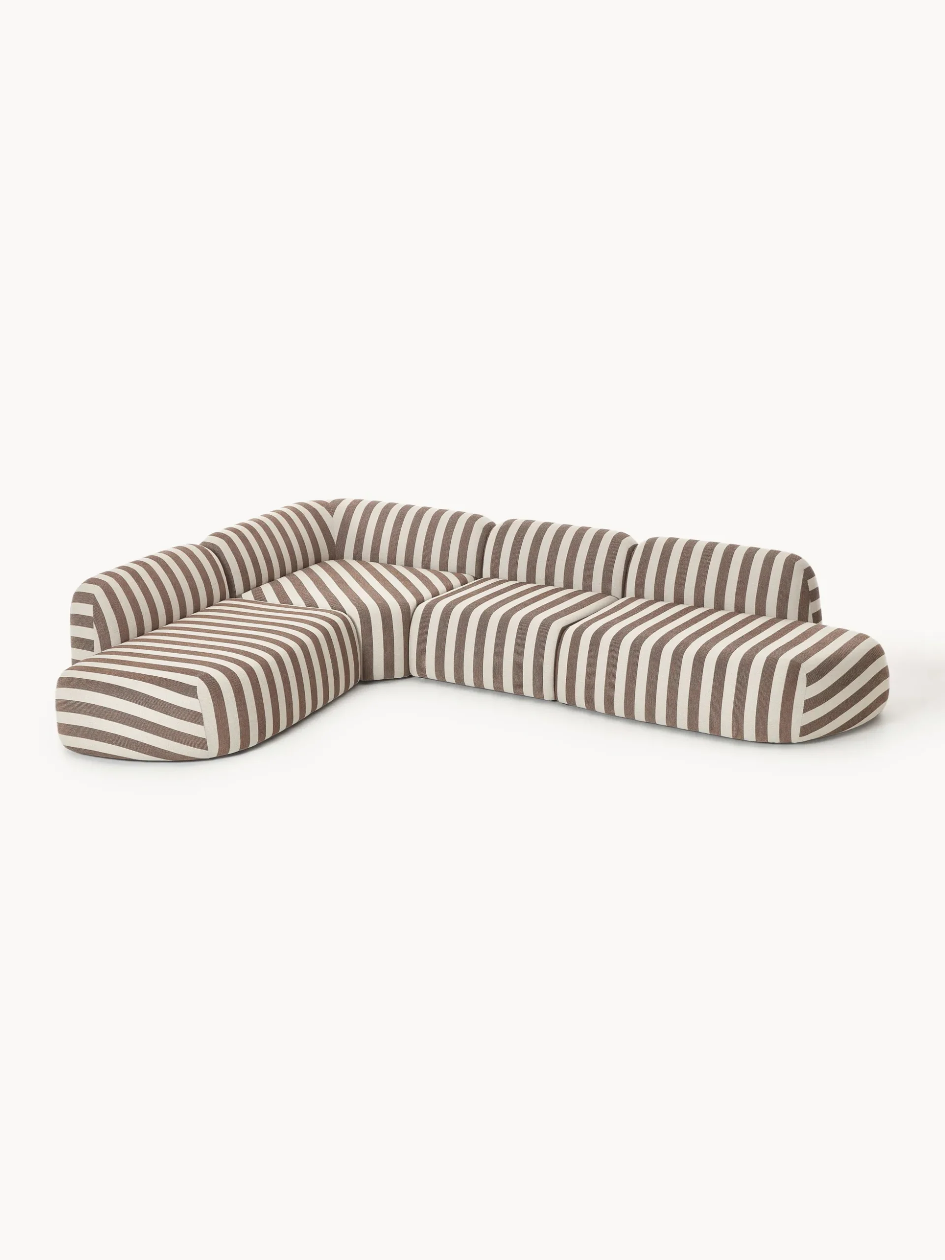 Divano angolare componibile XL a righe con chaise longue Wolke