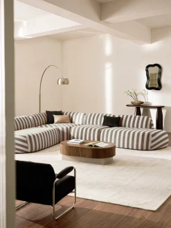 Divano angolare componibile XL a righe con chaise longue Wolke