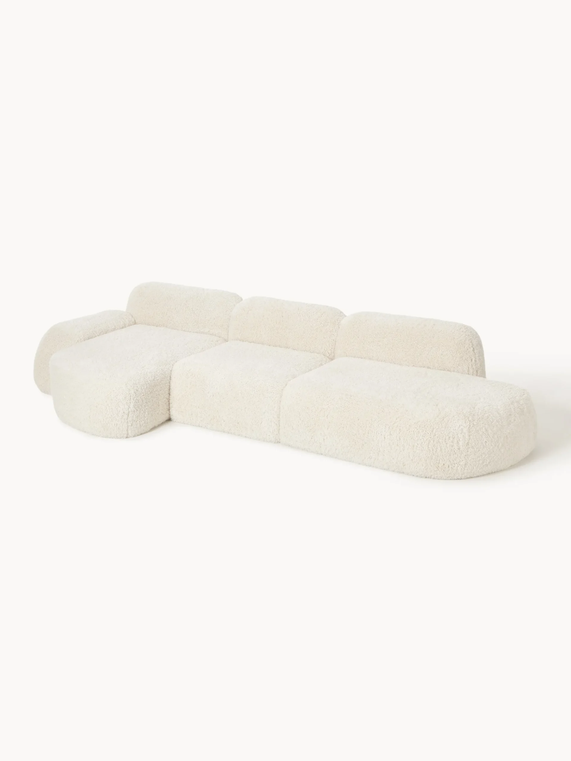 Divano angolare componibile 4 posti con chaise longue in teddy Wolke