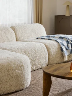 Divano angolare componibile 4 posti con chaise longue in teddy Wolke