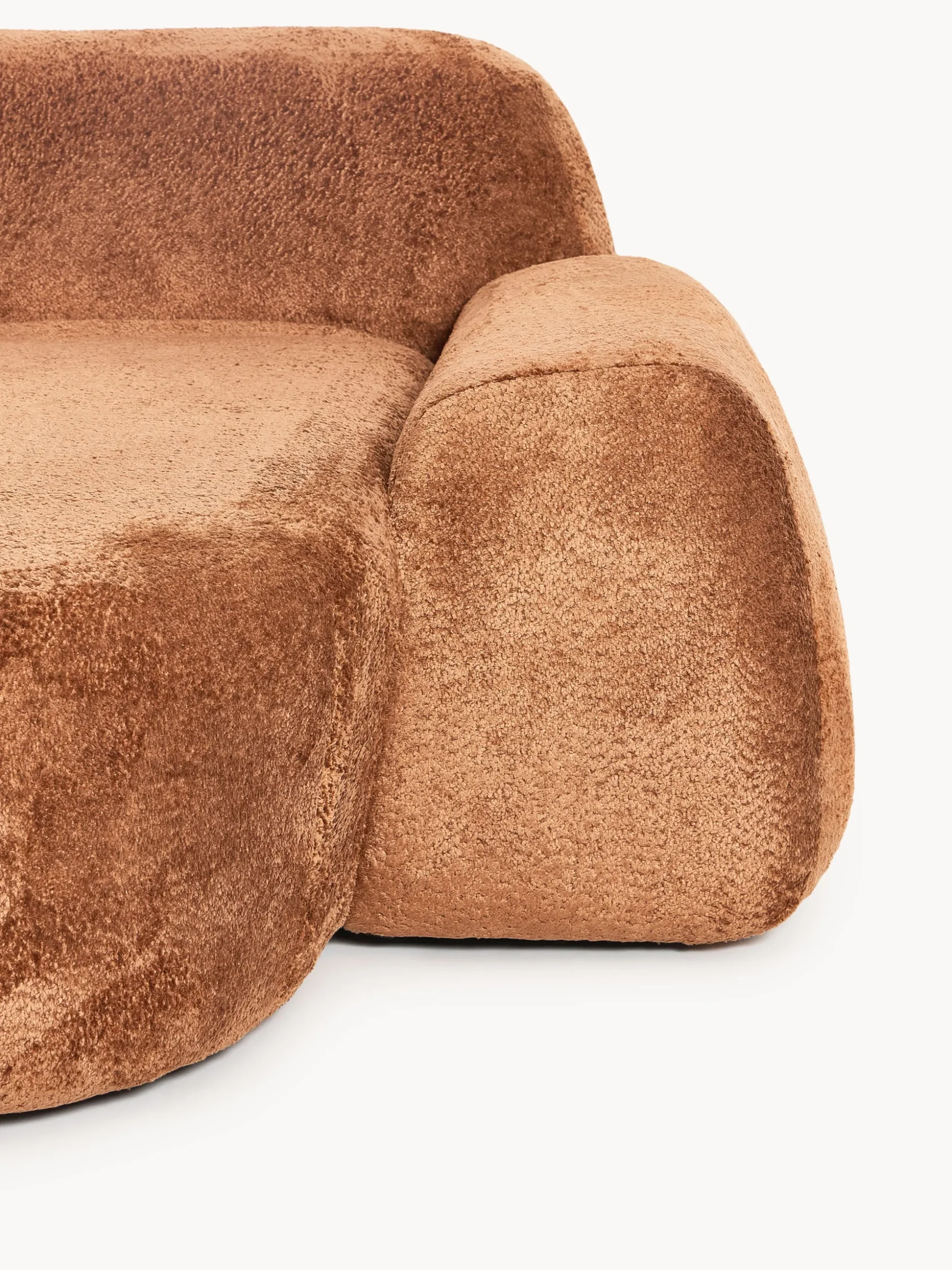 Divano angolare componibile 4 posti con chaise longue in teddy bouclé Wolke