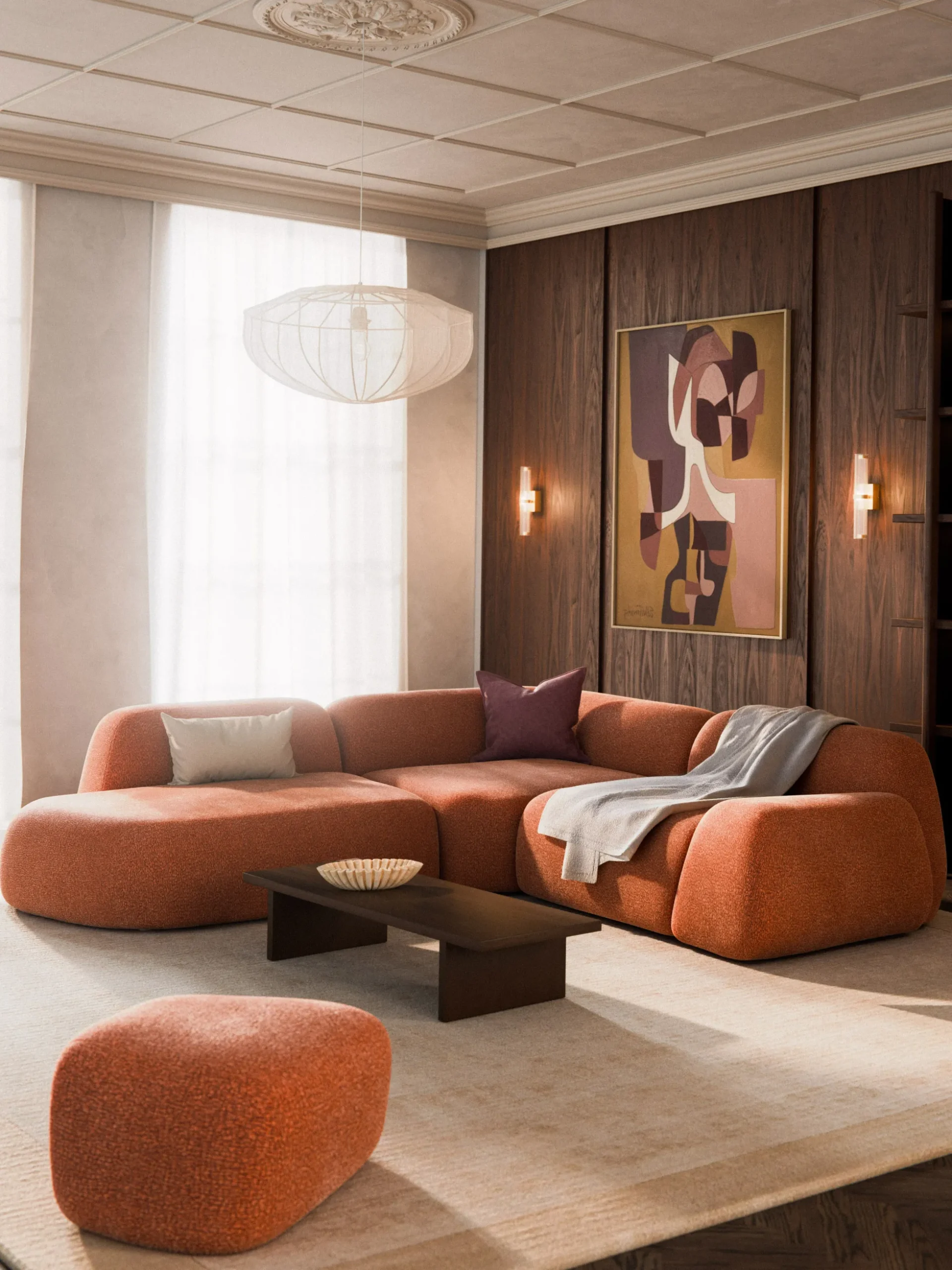Divano angolare componibile 4 posti con chaise longue Wolke