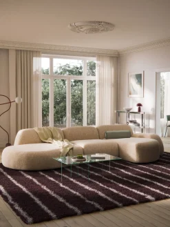 Divano angolare componibile 4 posti in bouclé con chaise longue Wolke