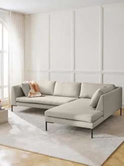 Divano angolare con piedini in metallo Emma
