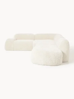 Divano angolare XL componibile 4 posti con chaise longue in teddy Wolke