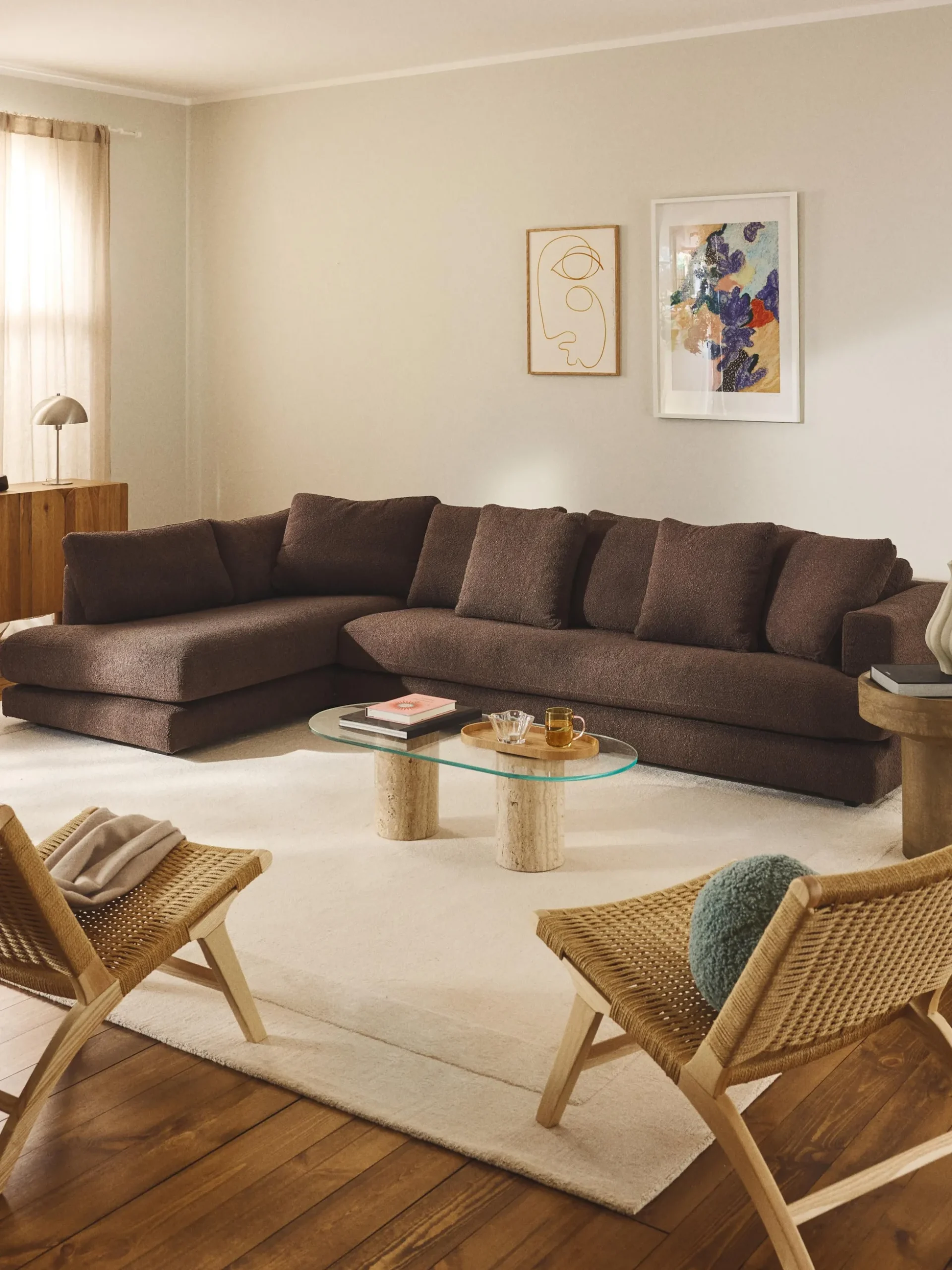 Divano angolare XL in bouclé Tribeca