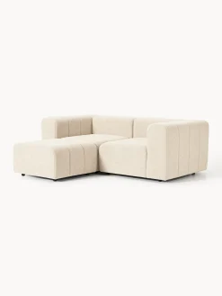 Divano componibile 3 posti in bouclé con poggiapiedi (sinistra/destra) Lena