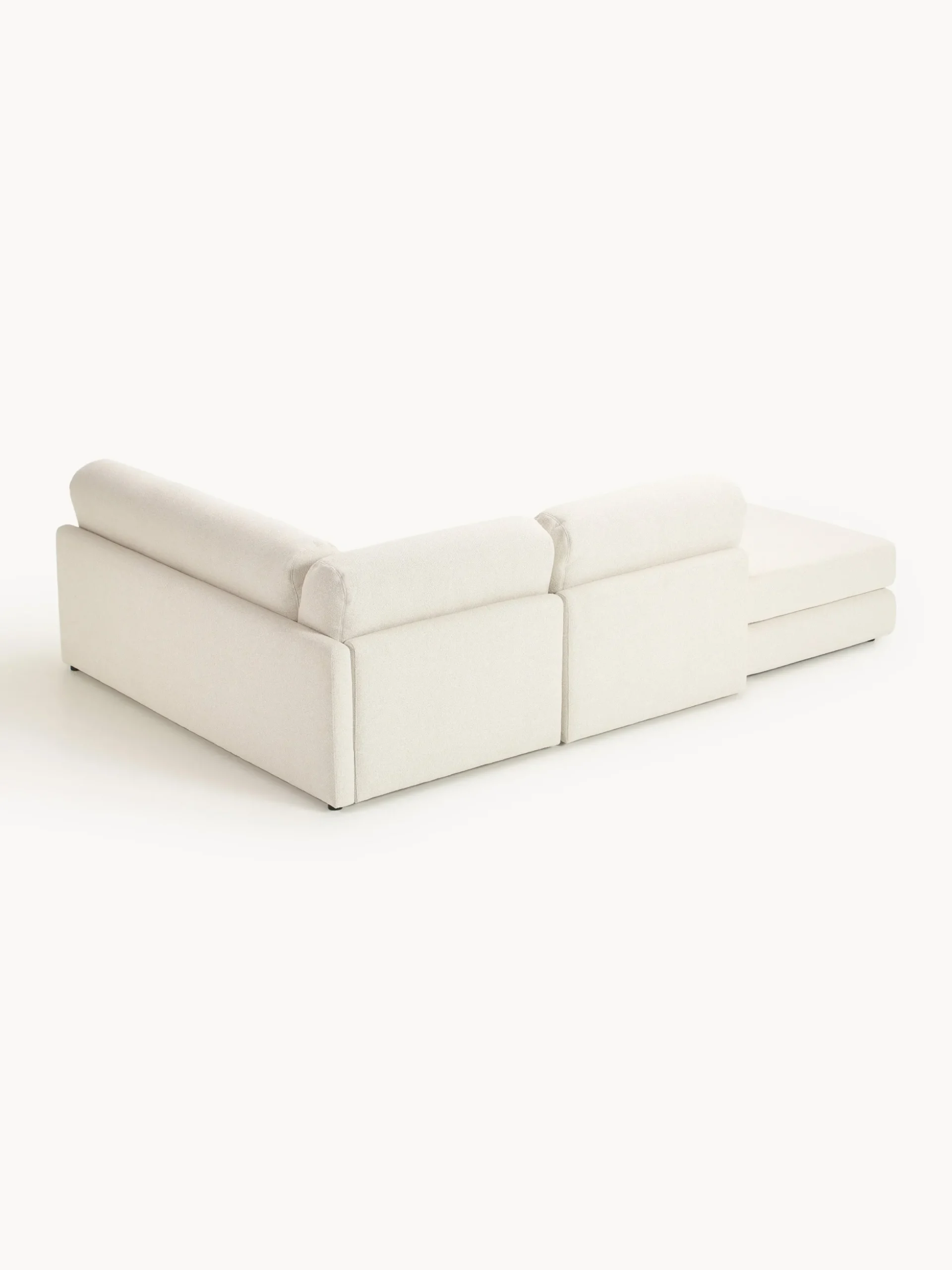 Divano letto angolare in bouclé con contenitore Ladina