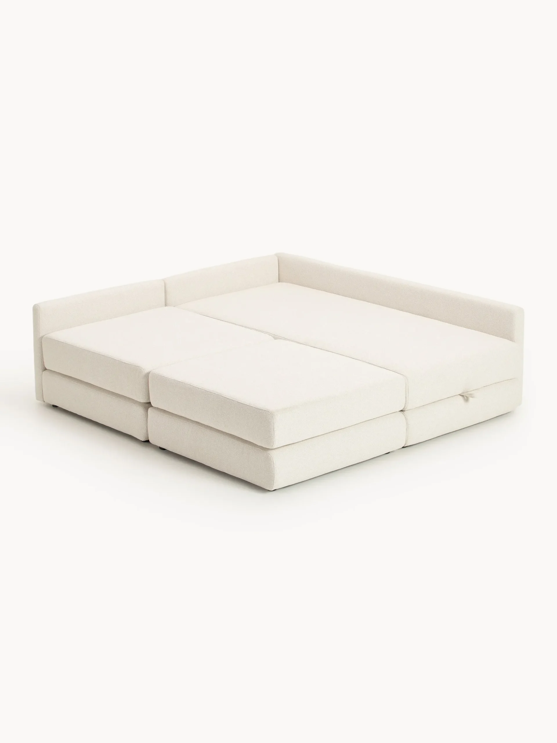 Divano letto angolare in bouclé con contenitore Ladina