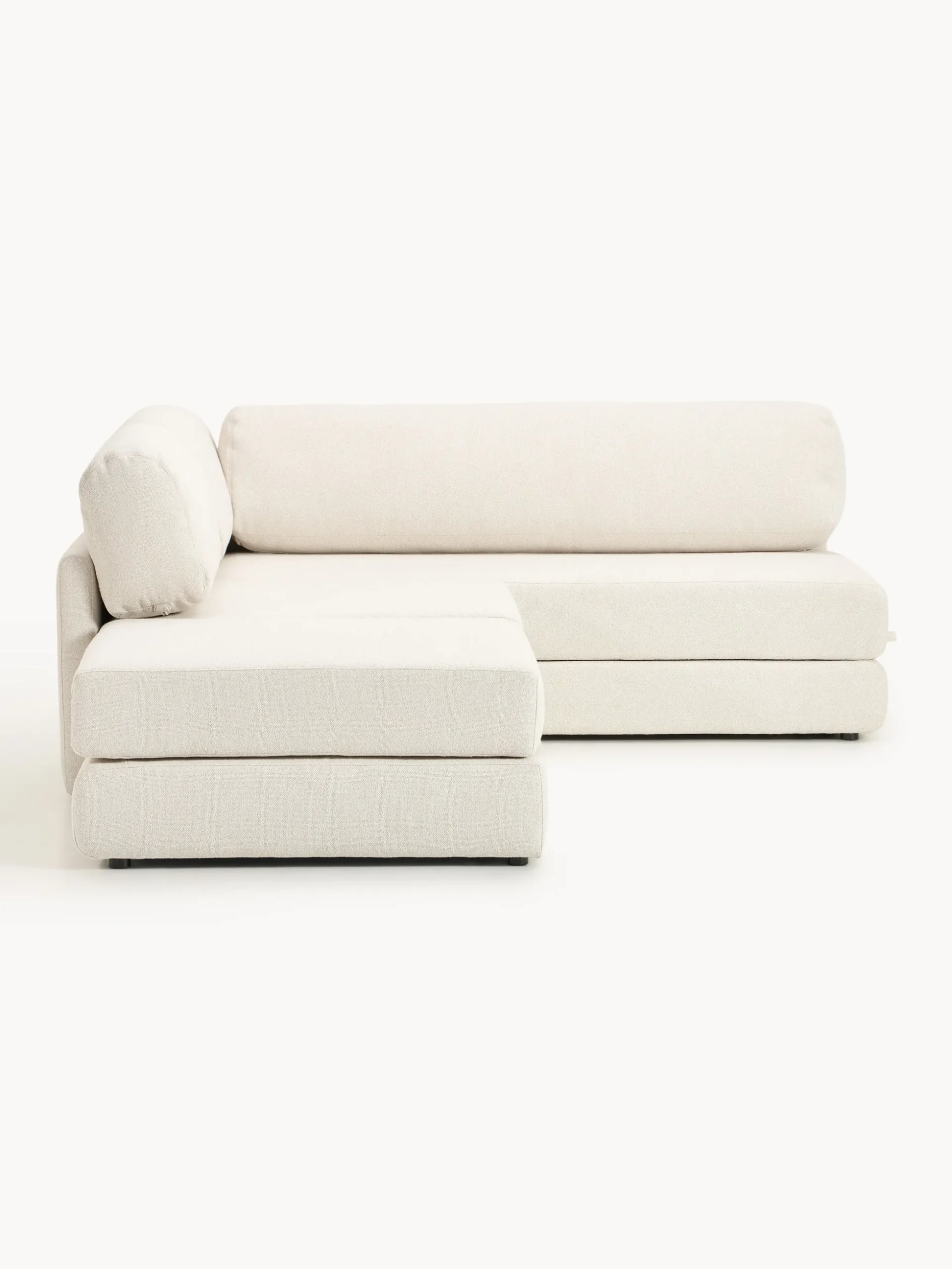 Divano letto angolare in bouclé con contenitore Ladina