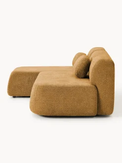 Divano letto angolare in teddy-bouclé con contenitore Pao