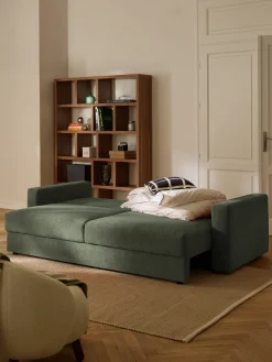 Divano letto 3 posti in velluto con contenitore Tasha