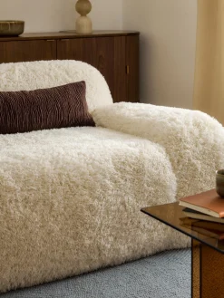 Divano 2 posti con chaise longue in teddy Wolke