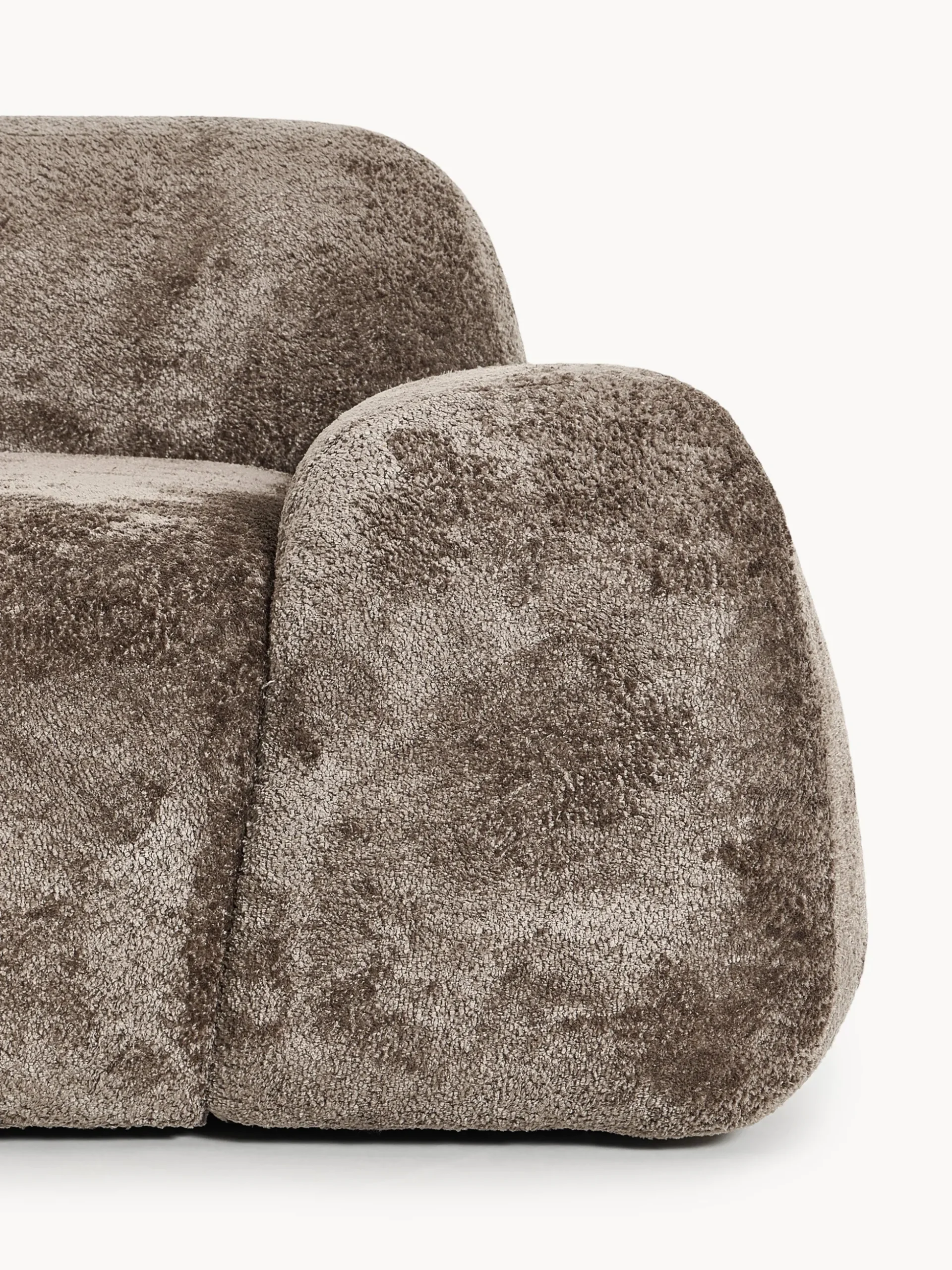 Divano 2 posti in teddy bouclé con chaise longue Wolke