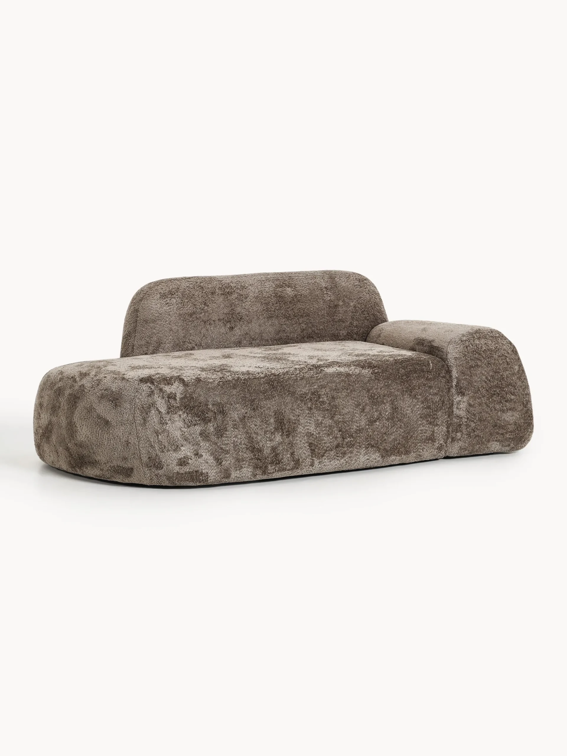 Divano 2 posti in teddy bouclé con chaise longue Wolke