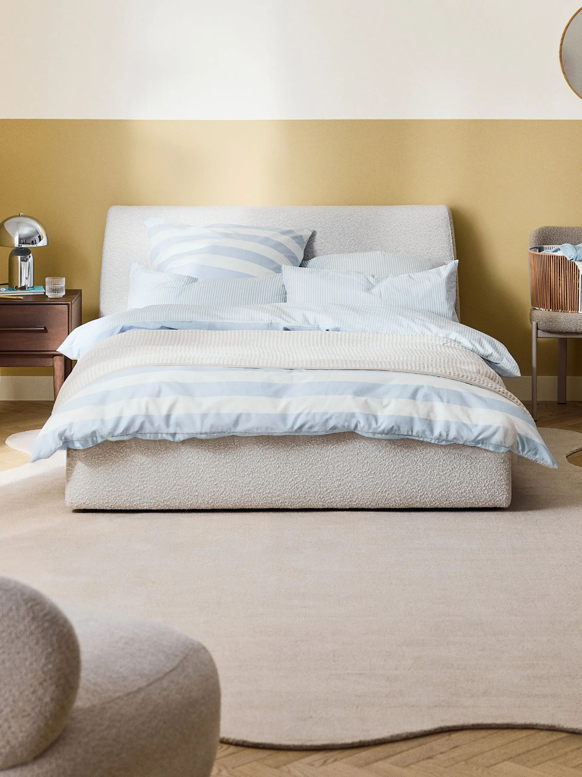Federa reversibile in cotone a righe Lorena