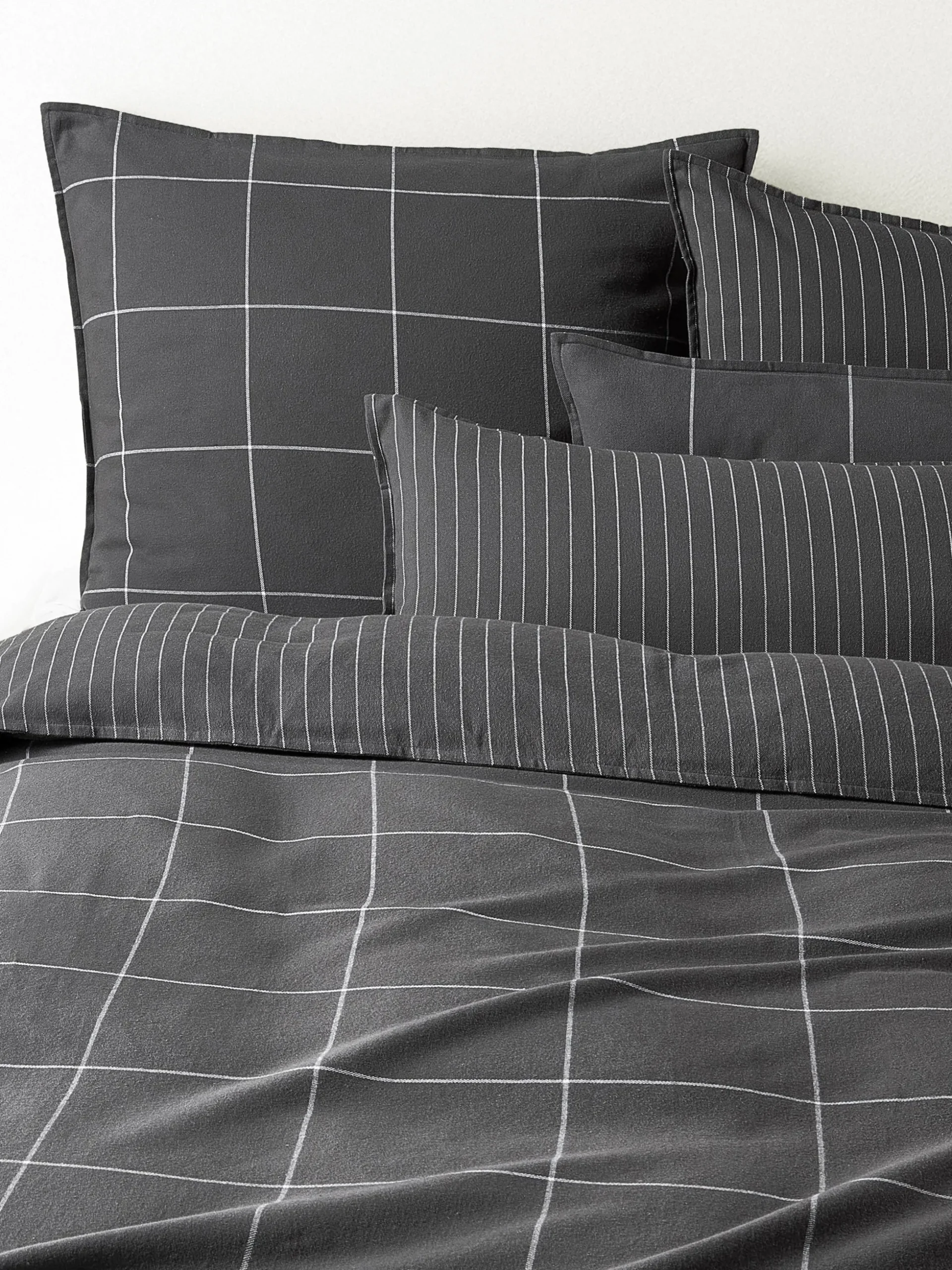 Federa reversibile in flanella di cotone a quadri Noelle
