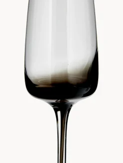Flute champagne in vetro soffiato con sfumatura Smoke 4 pz