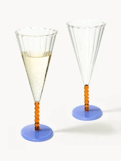 Flute da champagne fatti a mano Perle 2 pz