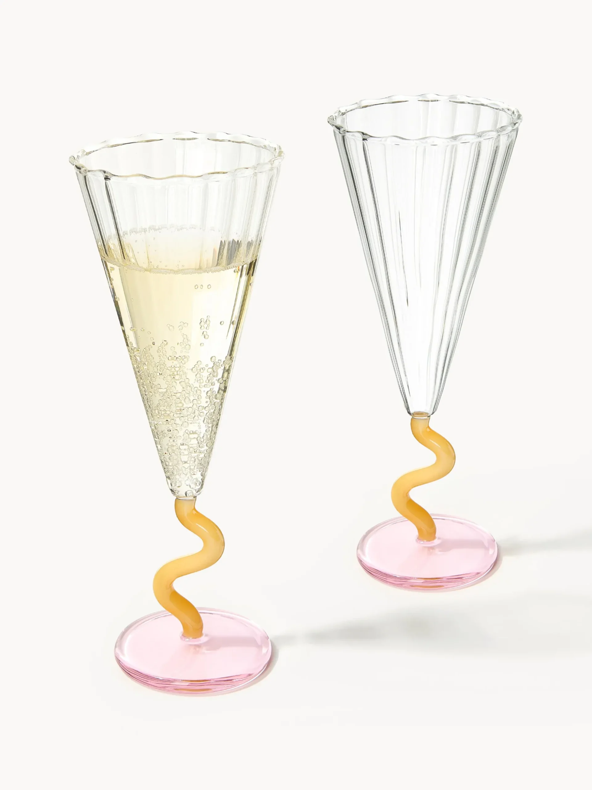 Flute da champagne fatti a mano Curve 2 pz