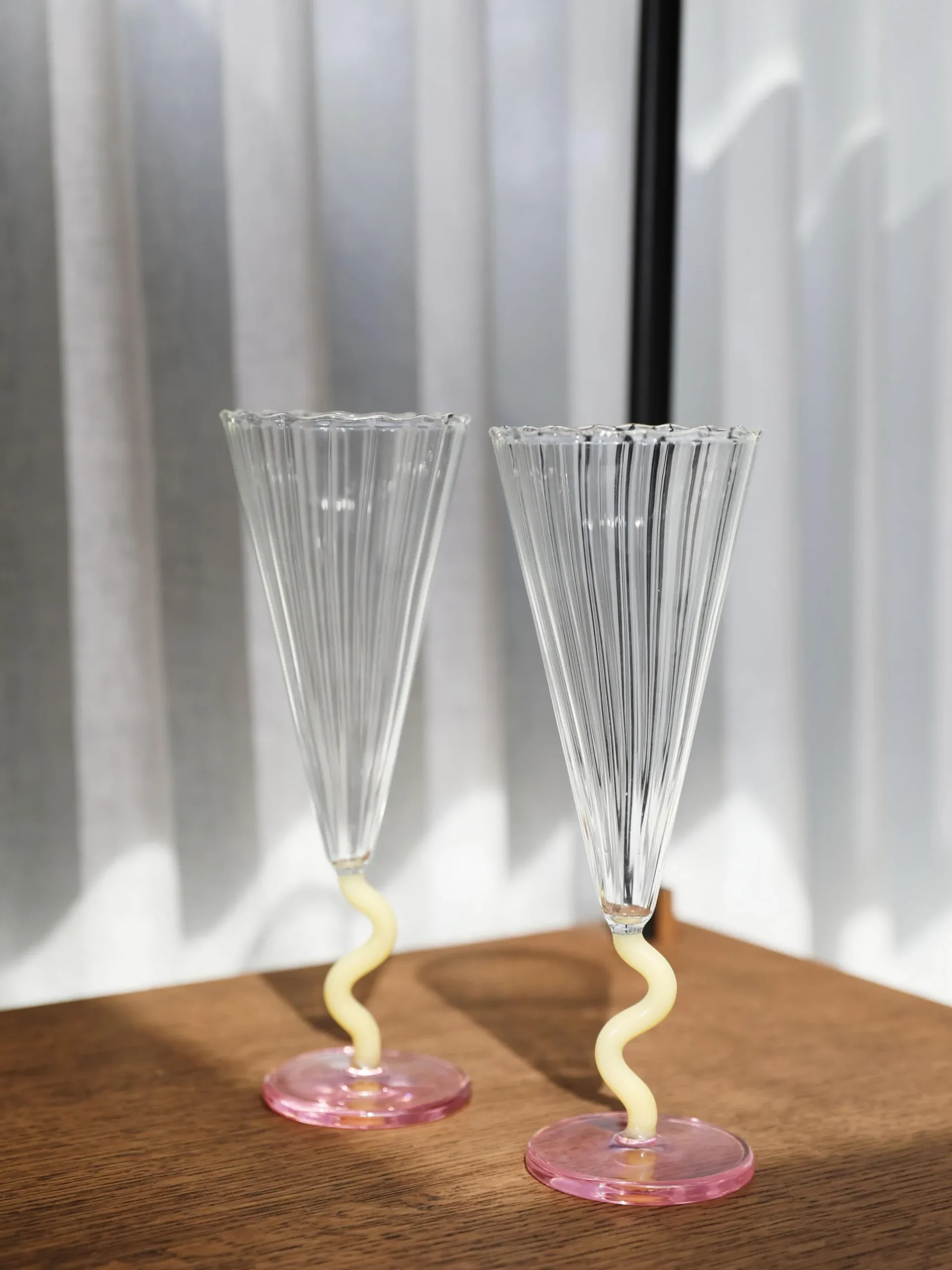 Flute da champagne fatti a mano Curve 2 pz