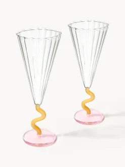 Flute da champagne fatti a mano Curve 2 pz