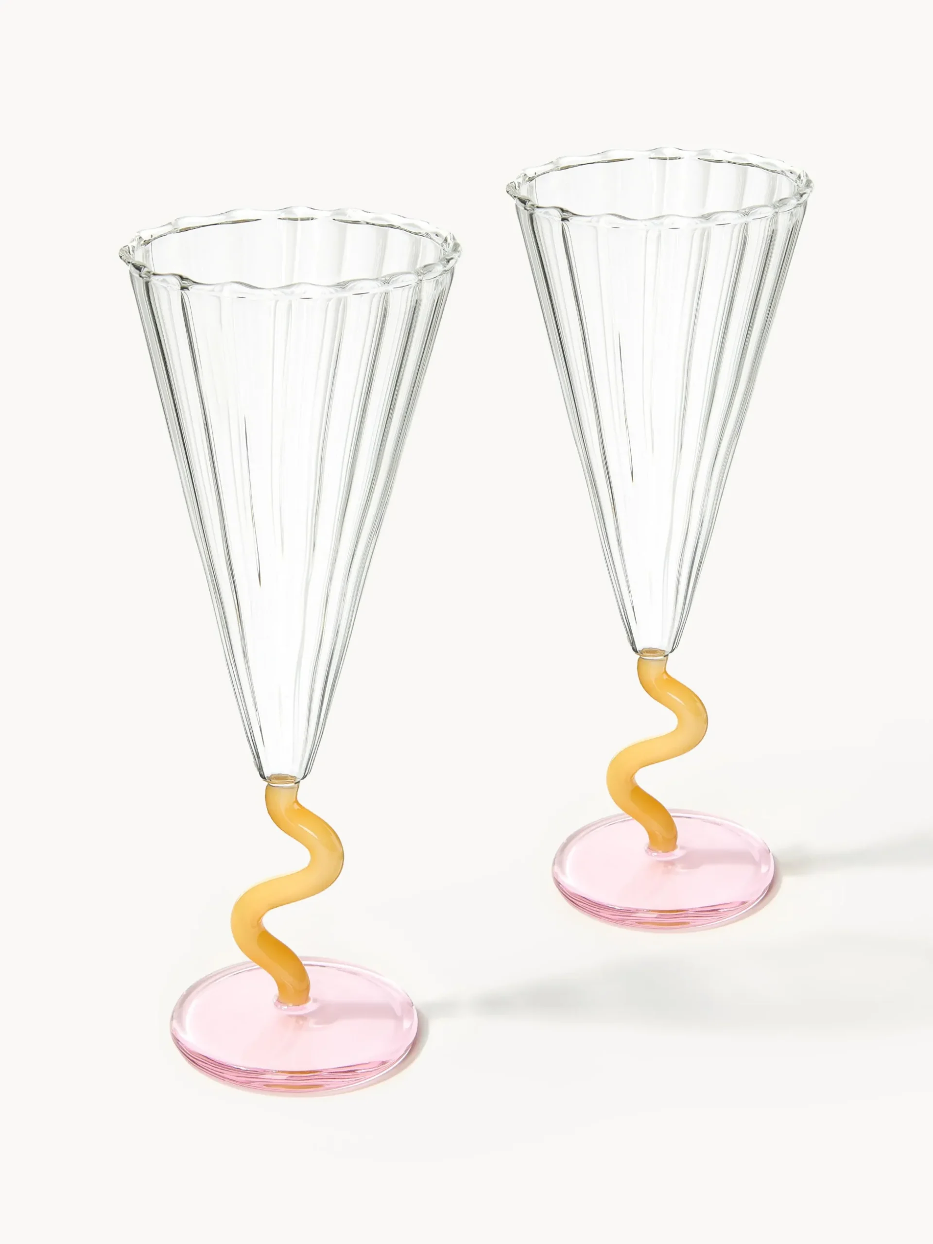 Flute da champagne fatti a mano Curve 2 pz