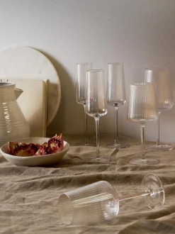 Flute per champagne fatti a mano con struttura millerighe Cami, set da 4