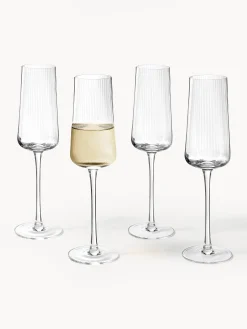 Flute per champagne fatti a mano con struttura millerighe Cami, set da 4