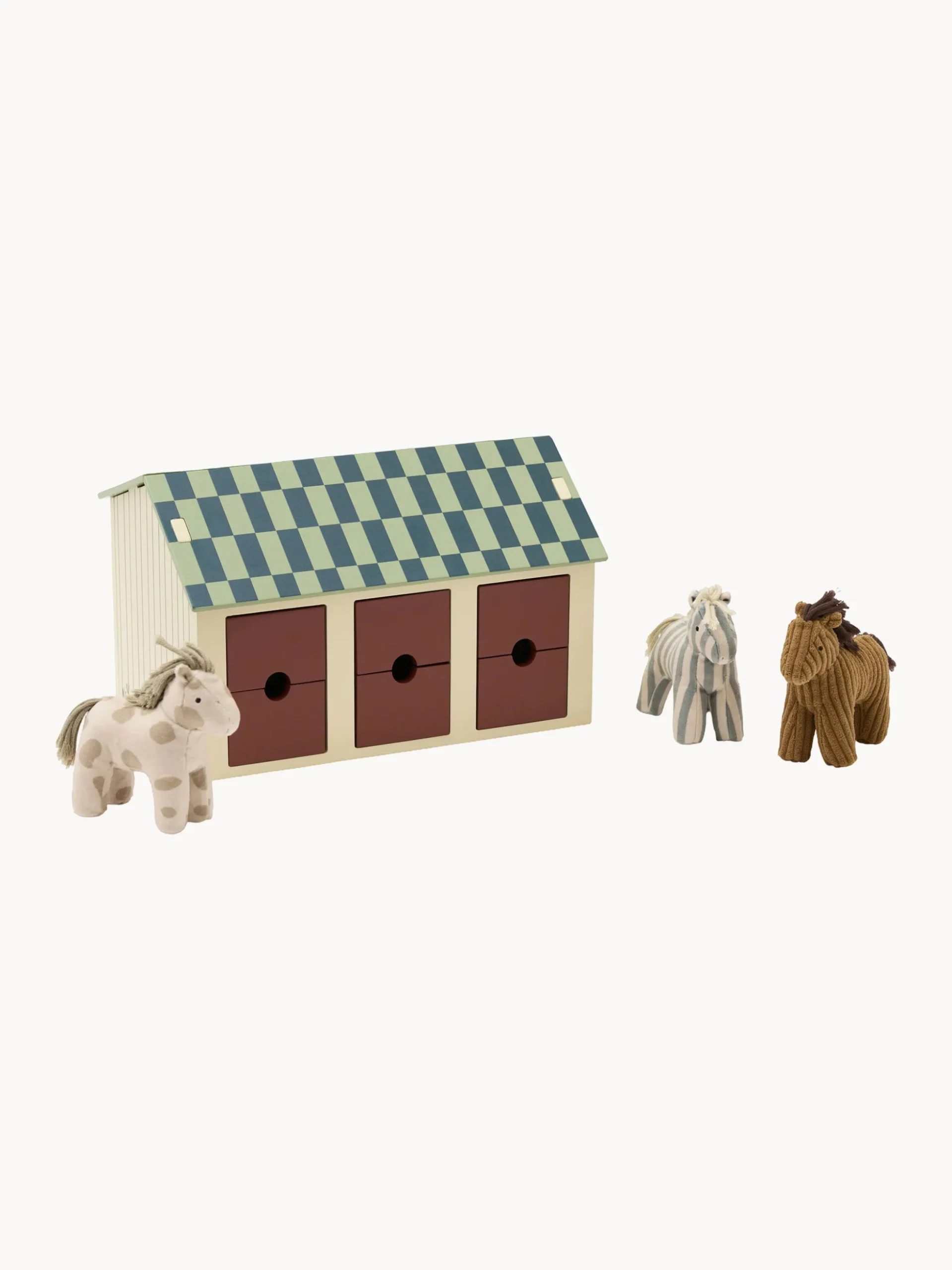 Giocattolo stalla con cavalli Aiden, set da 4