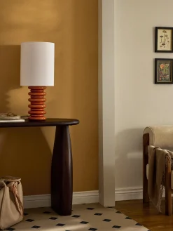 Grande lampada da tavolo con base in legno Nicolas