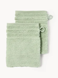 Guanti da bagno con bordo rigato Luxe 2 pz