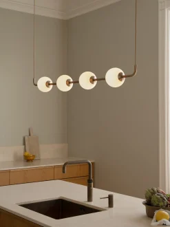 Lampada a sospensione a LED in vetro soffiato Audrey Linear