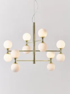 Lampada a sospensione grande con sfere in vetro opale Grover