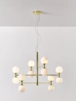 Lampada a sospensione grande con sfere in vetro opale Grover