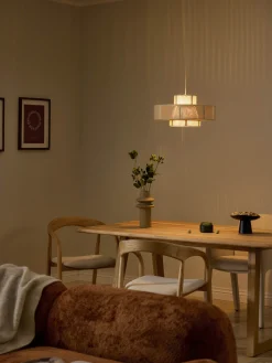 Lampada a sospensione grande in lino Lace