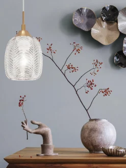 Lampada a sospensione piccola in vetro satinato Vario